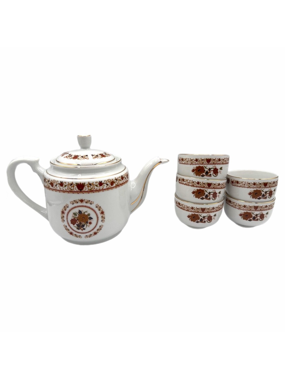7-Piece Vintage Tatung Fine China Teapot & Tea Cup Set